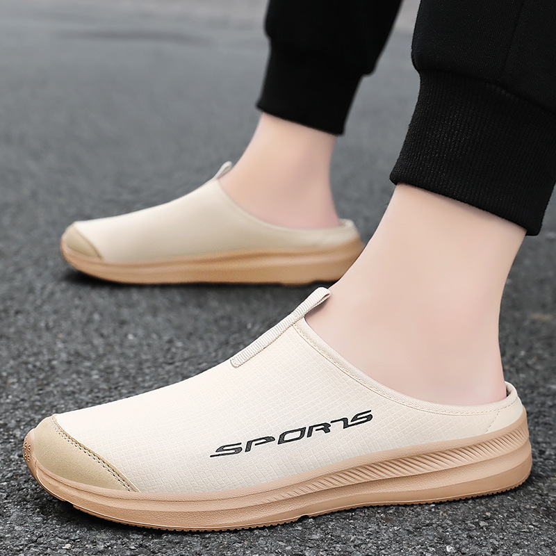 Zapatos de hombre, nuevo estilo, pantuflas para exteriores, transfronterizas, talla grande, punta cerrada, pantuflas de media caña, suela suave, zapatos casuales de poca profundidad, zapatos sin cordones, venta al por mayor