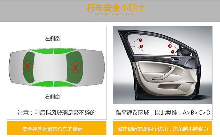 Safety Hammer for Car Use, Multifunctional Vehicle-Mounted Window-Breaking Tool, In-Car Emergency Universal Two-In-One Fire Rescue Hammer