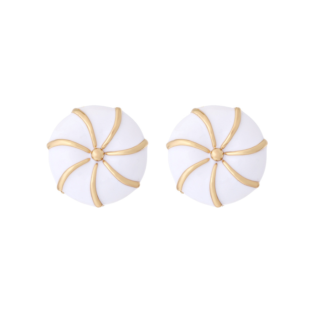 IG Style Elegant Lady Round Spiral Stripe Zinc Alloy Enamel Women's Ear Studs 1 Pair display picture 3