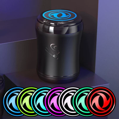 Car-Mounted Ashtray with Touch-Controlled Seven-Color Led Ambient Light, Creative Car Interior Office Home Car Logo Gift with Lid (Car ashtray) - dongfeng