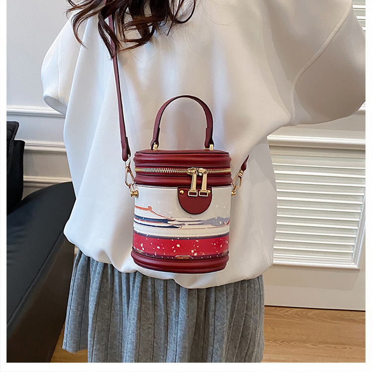 Bolsa tiracolo de balde com graffiti para mulher estilo coreano_voghion.com
