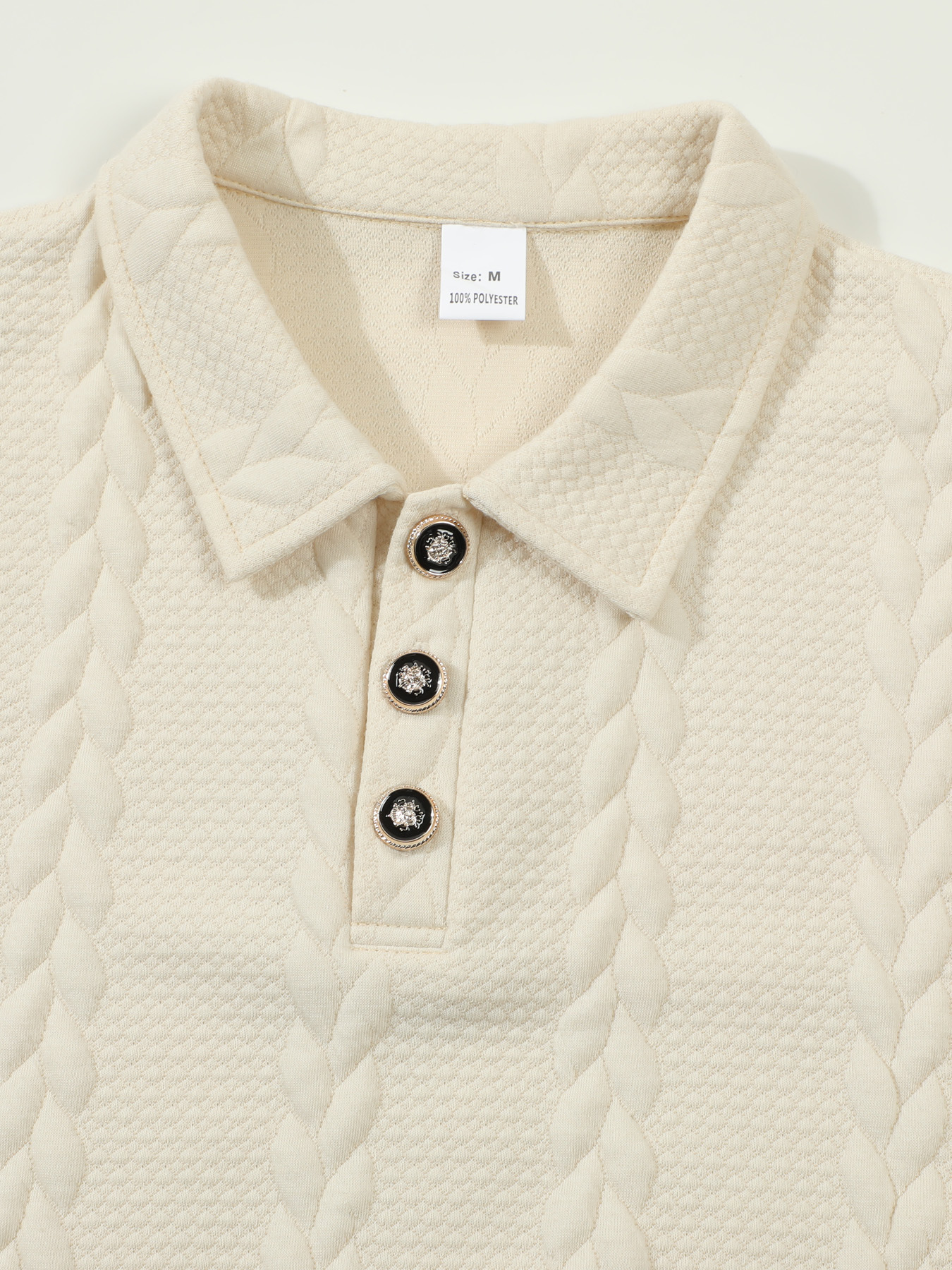 Men's Polo Shirt Cable Knit Jacquard Solid Colour Casual Top_voghion.com