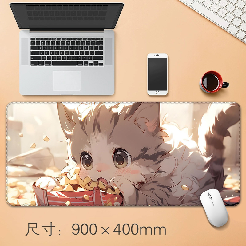 源头工厂直销大号鼠标垫创意动漫小猫办公桌垫防滑精密锁边鼠标垫|undefined