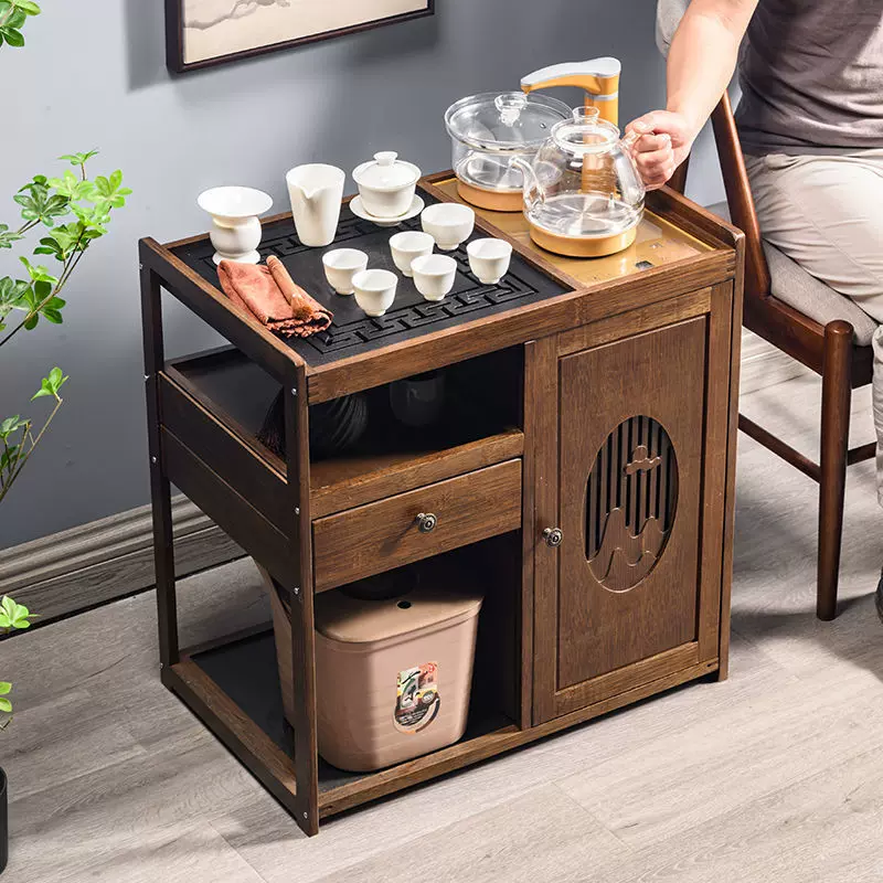 茶台家用小茶台烧水壶一体实木茶几小户型泡茶桌新中式移动茶水柜