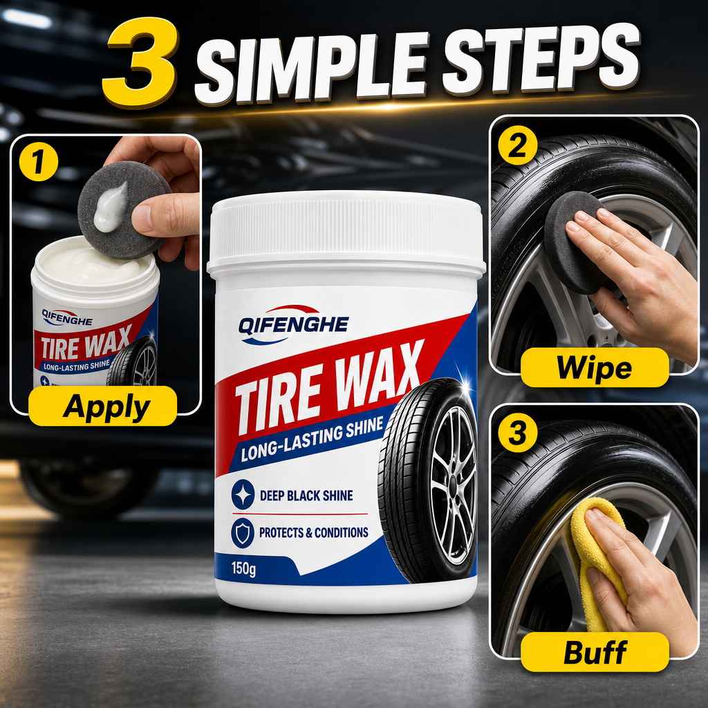 Tire wax for cars, black brightening and maintenance wax, long-lasting anti-aging, waterproof, dustproof, polishing wax 150g