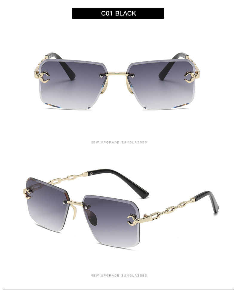 32g Weight Frameless Glasses Structure Sunglasses Classification PC, UV400 Protection Lens Material Square Glasses Style Travel Occasion Solid Color Pattern Women'S Gender Fashion Style Fashion Solid Color PC UV400 Protection Square Frameless Women's Sunglasses 6