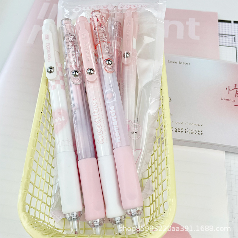 Mule 8925 Sweet Blush Series Anti-Vibration Press Gel Pen High-Value Girly Pink Brush Signature Black Pen Mule 8925 Sweet Blush Series Anti-Vibration Press Gel Pen High-Value Girly Pink Brush Signature Black Pen