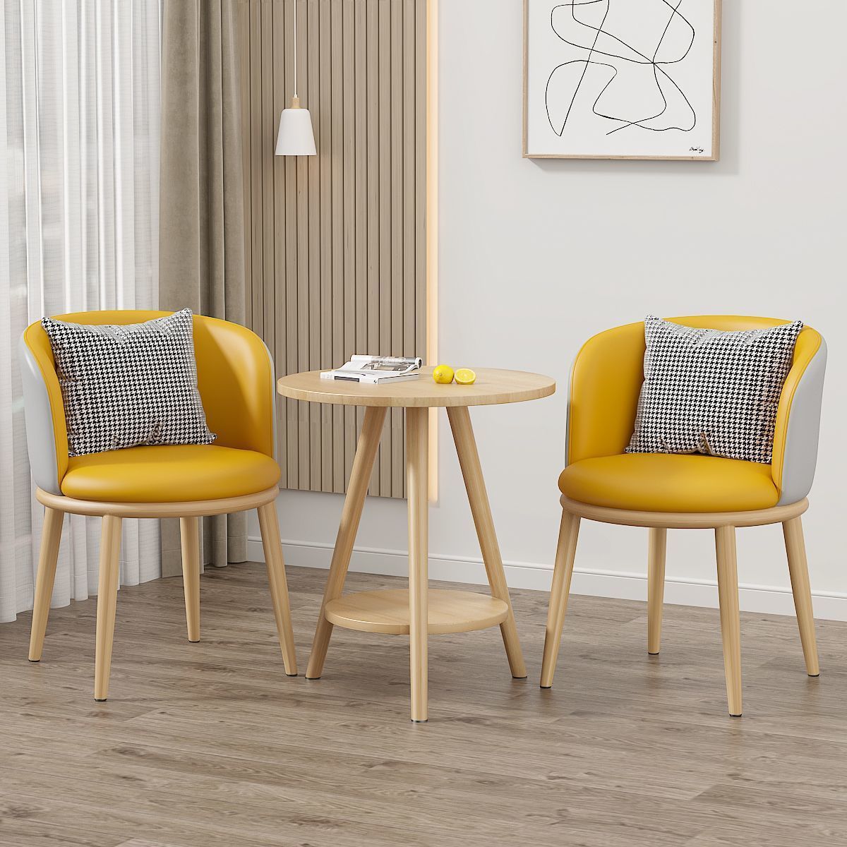 Balcón mesa y silla de ocio sala de estar combinación de mesa y silla de té de lujo ligero B & B Hotel Negociación Juego de tres piezas de mesa y silla de celebridades de Internet
