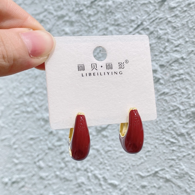丽银/丽贝丽影红色系列耳饰复古时尚百搭氛围感滴油轻奢耳环预售|undefined