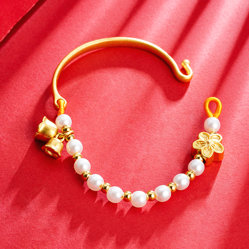 Lily orquídea aleación de cobre simple mujer de alto grado media pulsera al por mayor Celebridad de Internet TikTok mismo estilo pulsera de flor de melocotón no se desvanece durante mucho tiempo