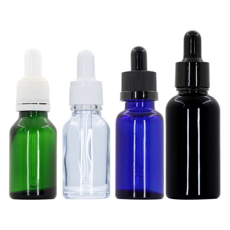Botella de vidrio para aceite esencial marrón, botella con gotero para esencias líquidas, botella dispensadora de cosméticos, botella para aceite esencial con anillo antirrobo