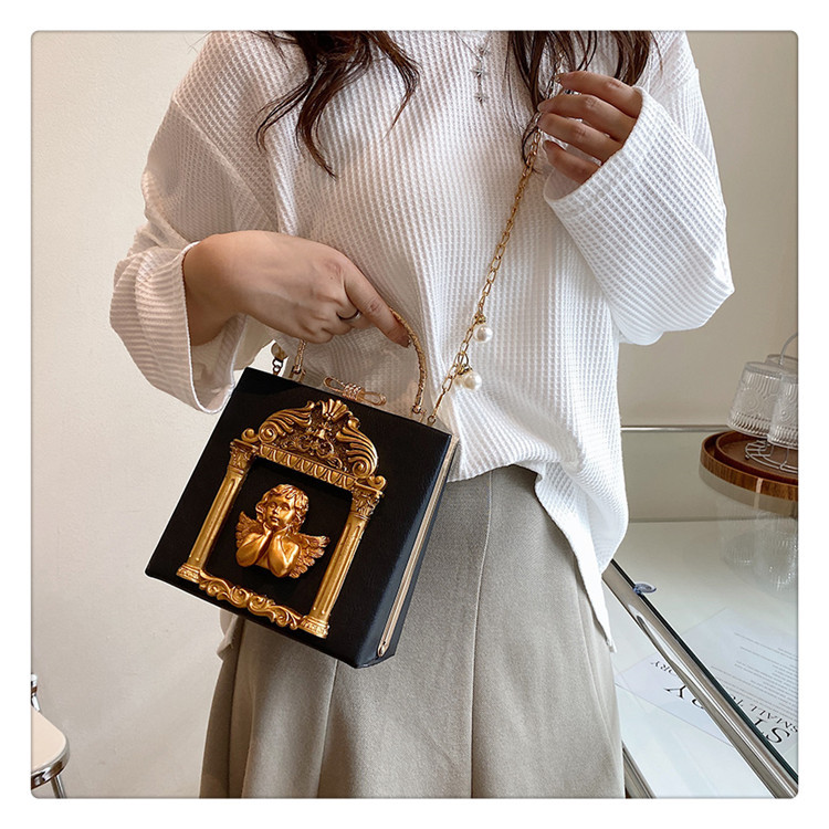 Retro Baroque Angel Flower Chain Shoulder Bag For Women_voghion.com
