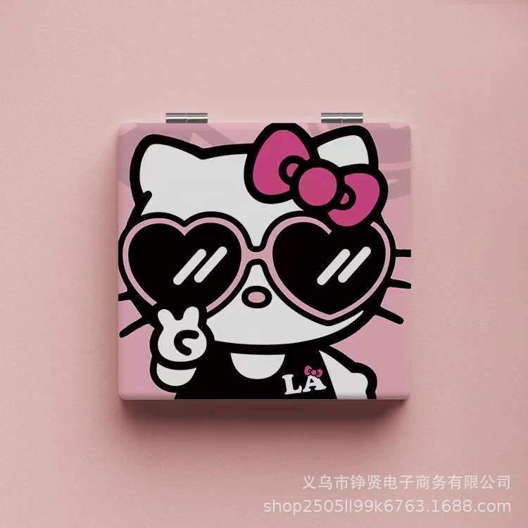 Портативное зеркало с двойной стороны в виде Hello Kitty, сложное, для начальной школы, с печатью
