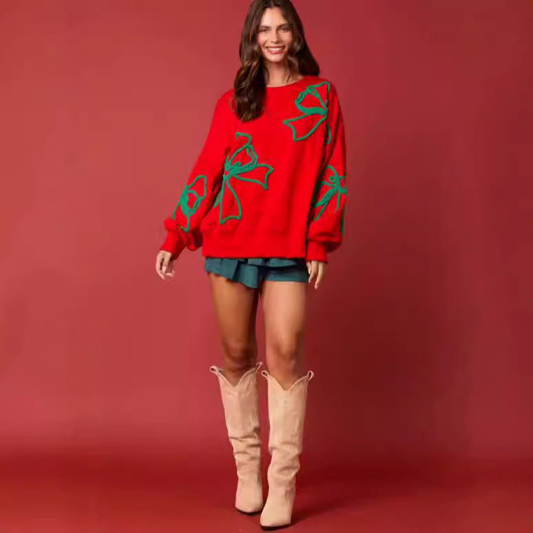Women's Clothing 24 summer hot selling models independent station casual bow mid length sweatshirt for women_voghion.com