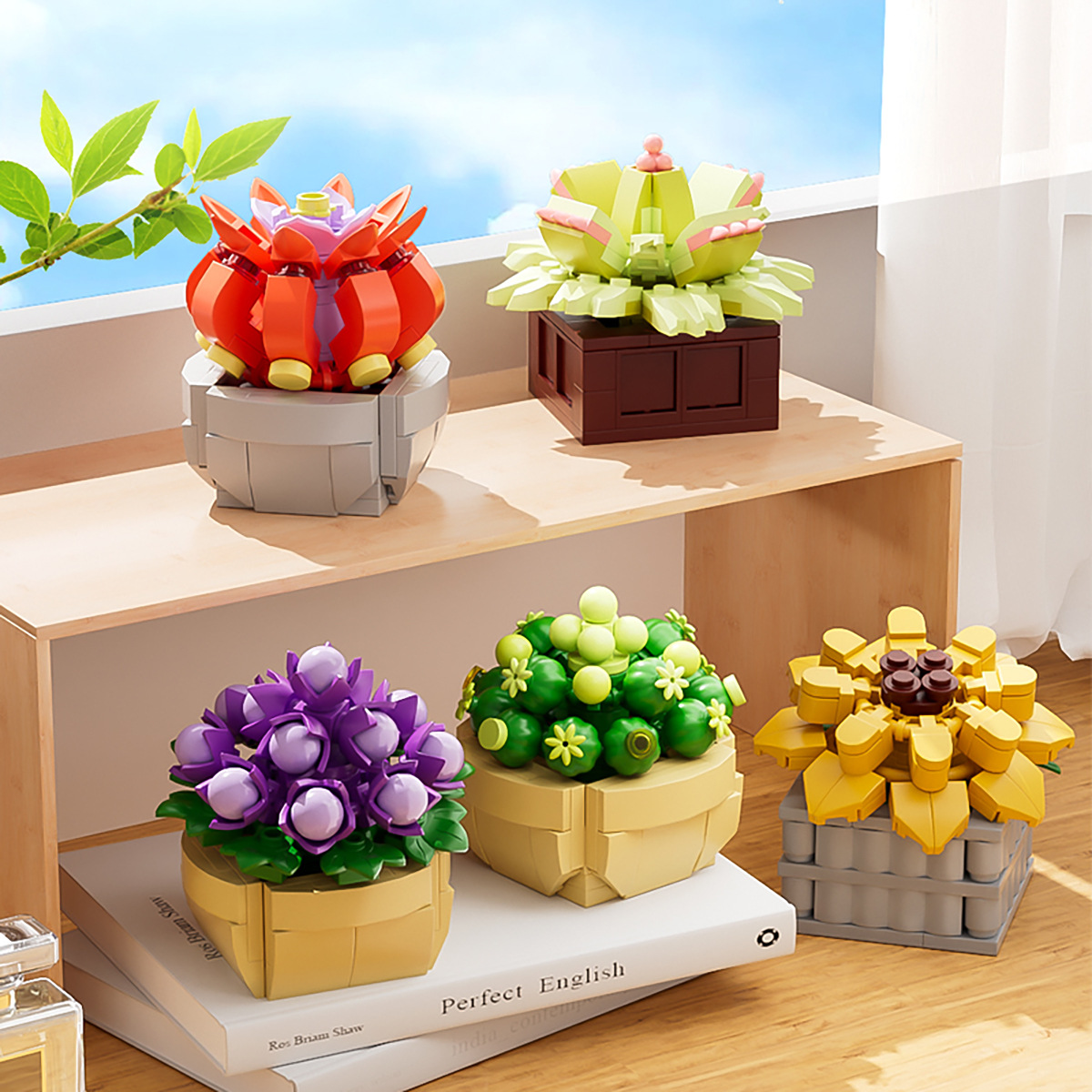 Compatible LEGO multi-shape meat potted Rose bouquet Eternal flower plant assembly toy gift