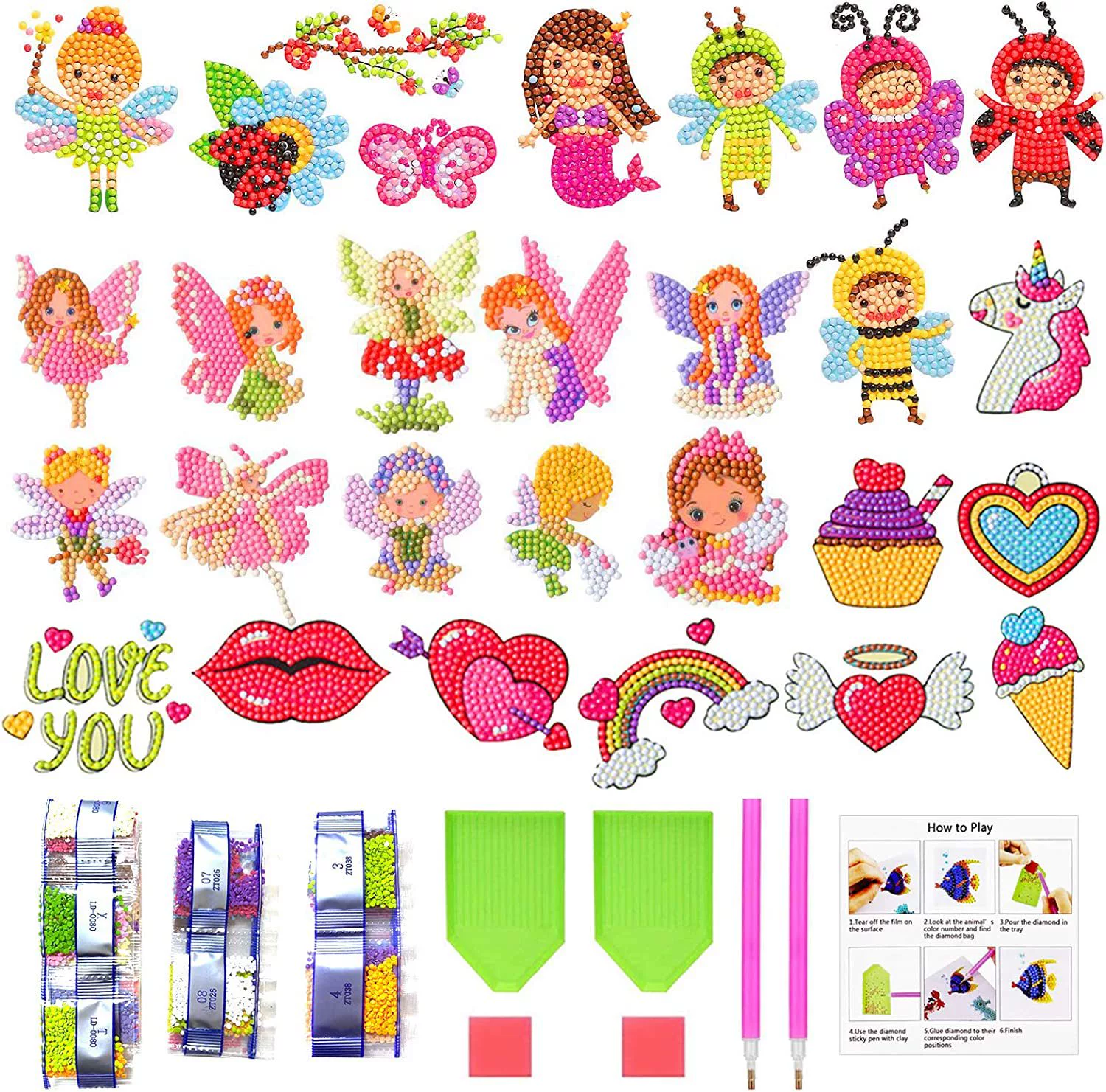 5D детский набор для алмазной мозаики sticker DIY, повседневные животные дизайны, разные размеры (наклейка и стразы)