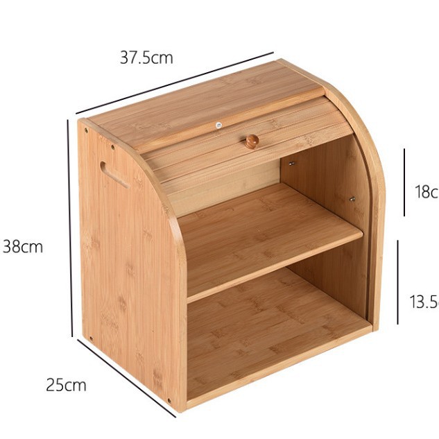 Caja de pan de bambú transfronteriza caja de almacenamiento de pastel de acabado de cocina doméstica caja de pan de doble capa ecológica al por mayor
