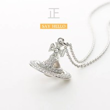 西太后闪钻立体土星项链小众潮人街头风摇滚朋克小众微镶星球饰品