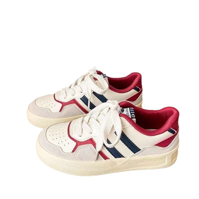 2024 verano nuevo estilo de la universidad ventilación de cuero zapatos blancos zapatos de plancha gruesa zapatos casuales zapatos de mujer zapatos deportivos