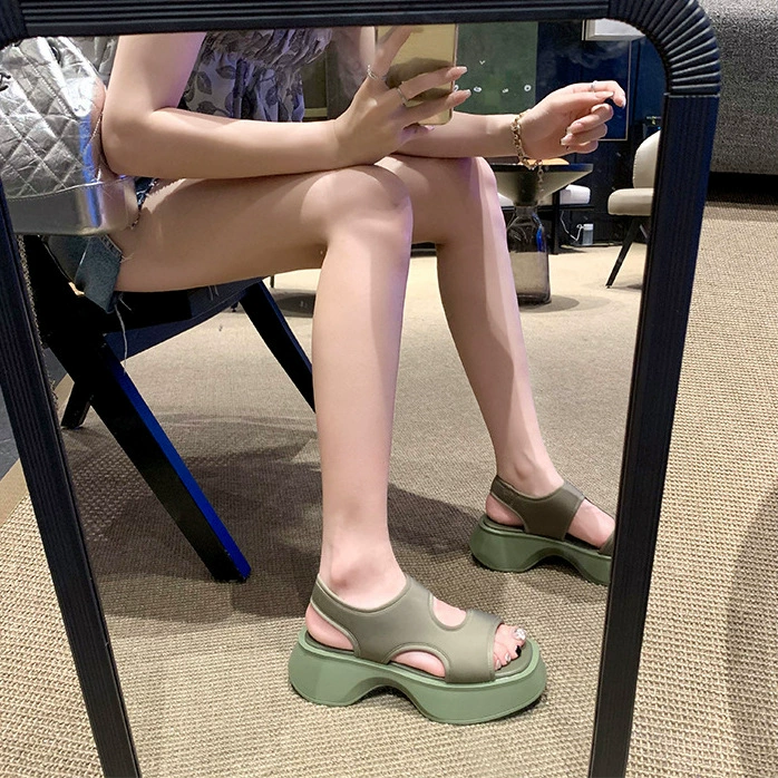 Версия из овчины ~ маленькие женские спортивные сандалии на толстой подошве, увеличивающие рост, летняя верхняя одежда, римские сандалии на платформе из натуральной кожи и тапочки.