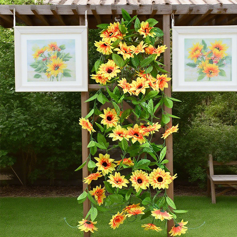 Flores de sol de suministro directo girasoles de caña pared flor de decoración de boda flores de simulación de techo