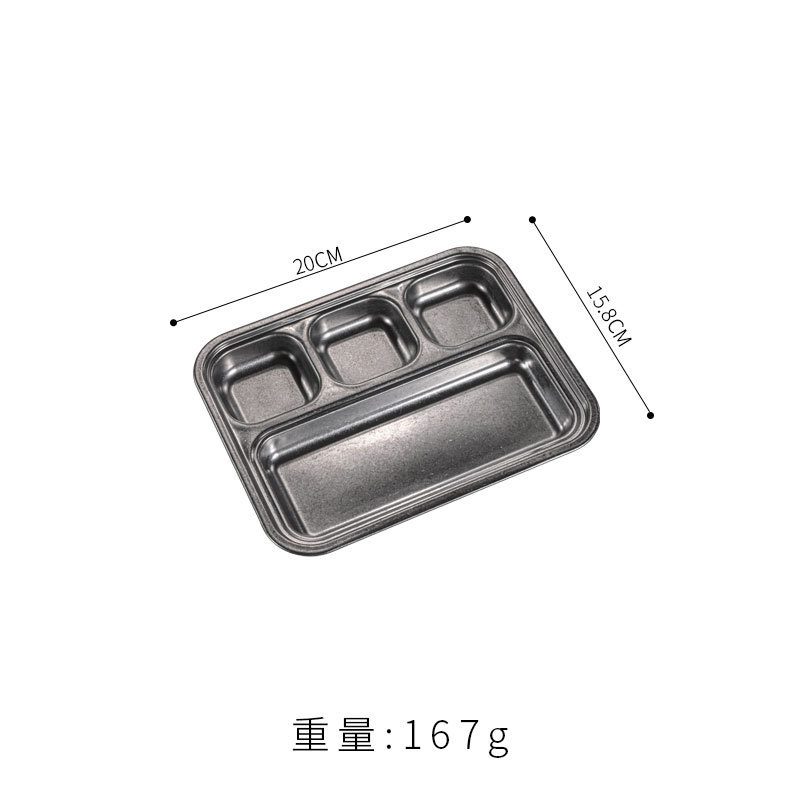 304复古烤肉蘸料一体盘调料盘 做旧酱料碟烤肉店三格味碟盘子餐盘|undefined