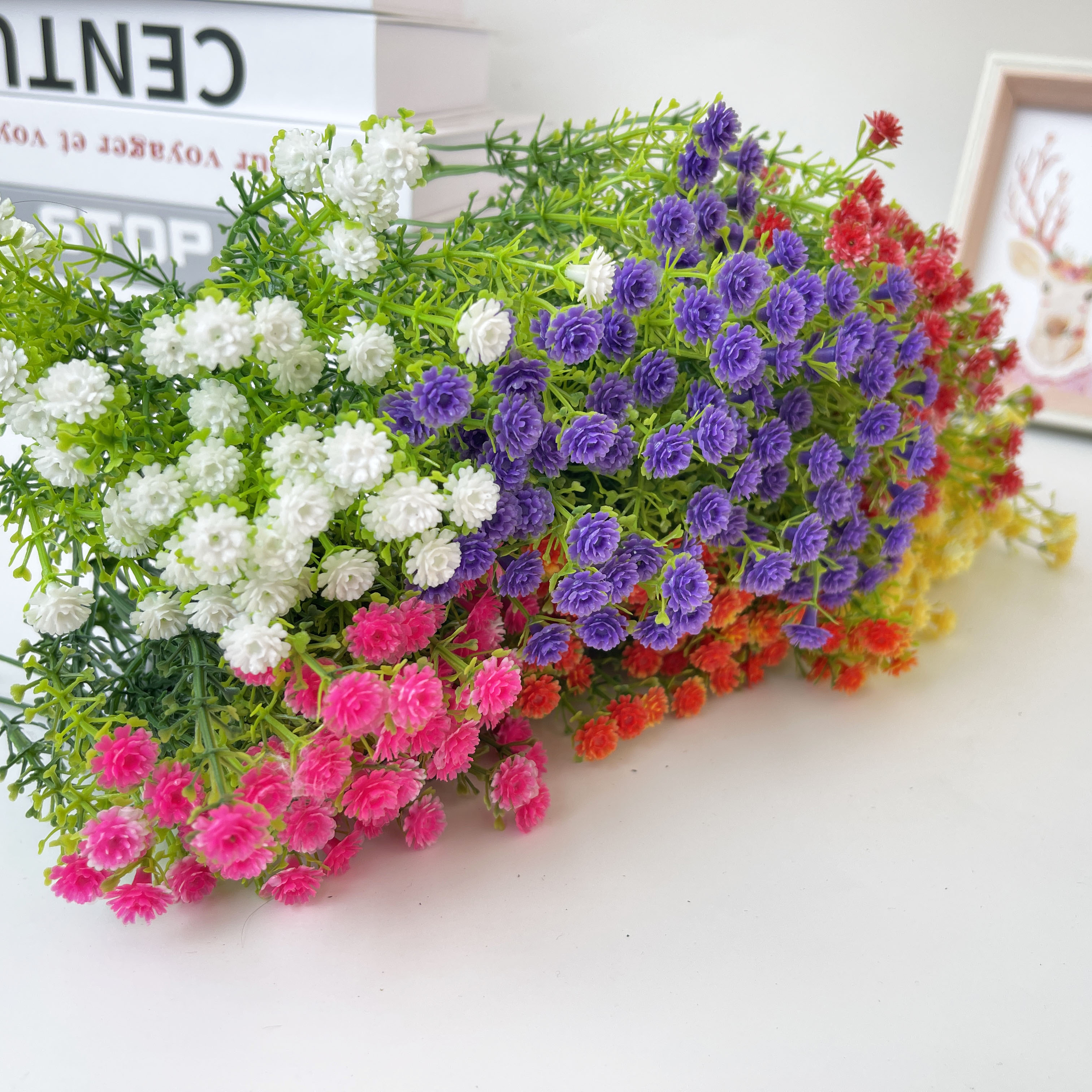 Ramo de mano Simulación Día de San Valentín Gypsophila Accesorios Plástico con flores y césped Ramo con césped y flores Materiales decorativos