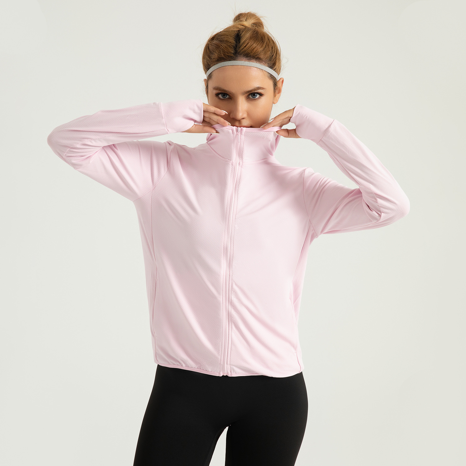 Zona especial transfronteriza de verano nuevo abrigo solar encapuchado mujer Jacquard al aire libre abrigo solar transpirable