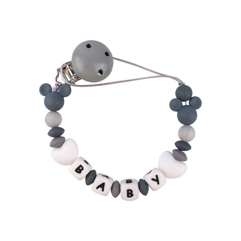 Bebé de dibujos animados Mickey cabeza pequeñas cuentas de silicona molar mordedor nuevo nombre del bebé DIY haciendo pezón cadena anti-caída