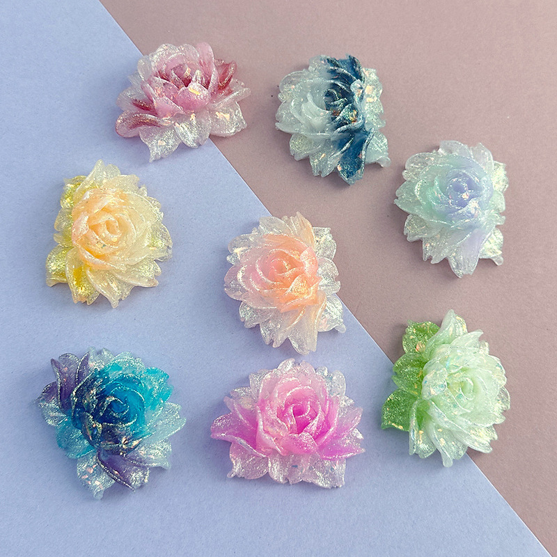 Two-tone fine glitter lotus 41*34MM firefly glow-in-the-dark resin DIY shoe decoration bag cream glue accessory Two-tone fine glitter lotus 41*34MM firefly glow-in-the-dark resin DIY shoe decoration bag cream glue accessory