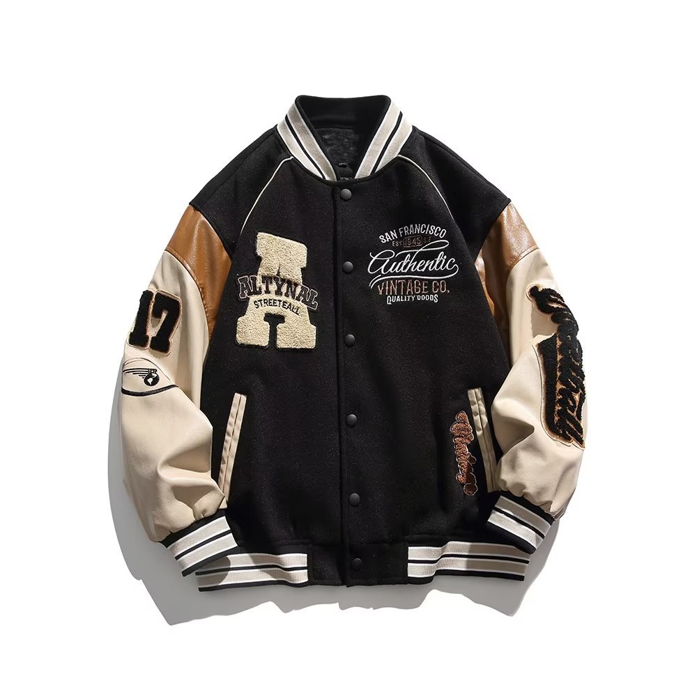 Giacca da baseball uomo a contrasto stile coreano trendy urban_voghion.com
