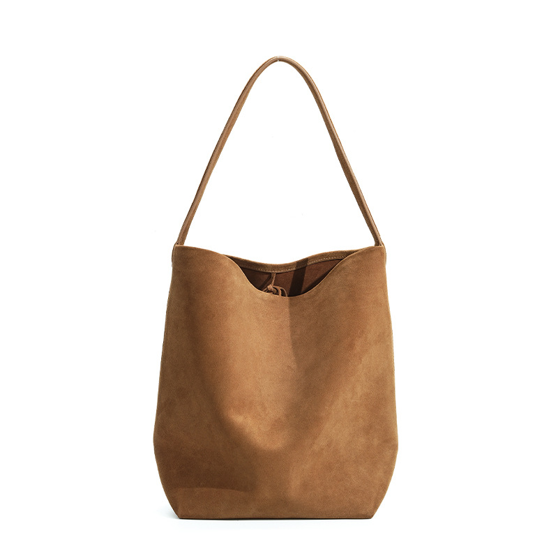 2024 New Women's Suede Commuter Shoulder Bag - Large Capacity Premium Matte Cowhide Bucket Bag - Thumbnail 5