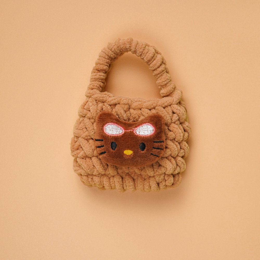 Bolsa de auriculares ganchillo acabado con cubierta protectora bluetooth peluche lindo oso pequeño tejido a mano bolsa de cambio de llavero