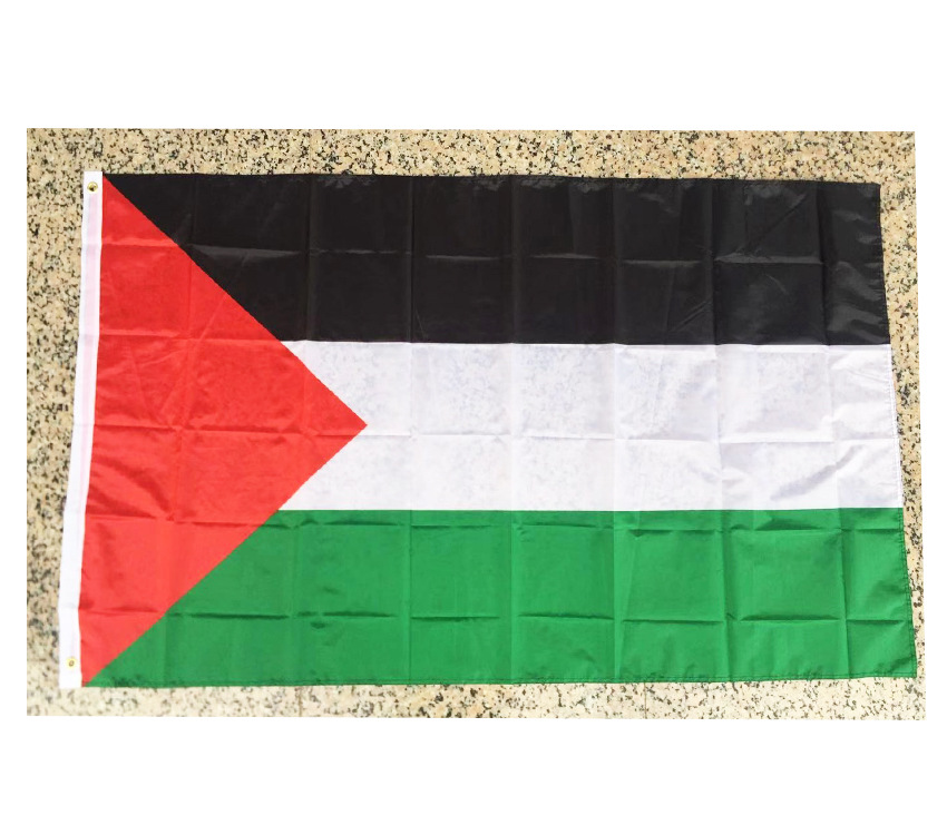 现货供应巴勒斯坦旗帜90*150cm4号春亚纺巴勒斯坦国旗