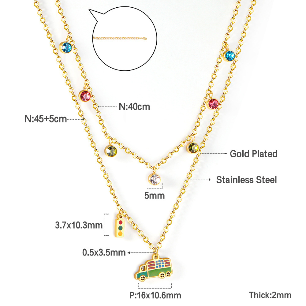 Pastoral Pumpkin Car Watermelon Stainless Steel Chain Pendant Necklace