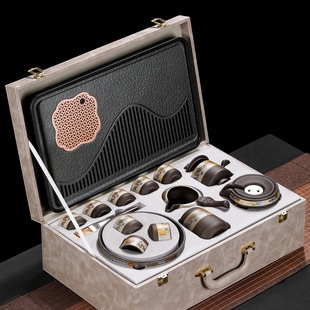 Purple Sand Kung Fu Tea Set, Tea Tray, a Complete Set of Tea Sets, a Gift for Elders to Move into a New Home