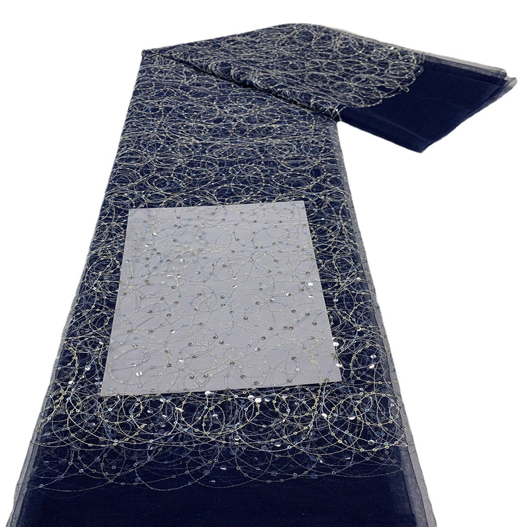 Tejido de bordado de malla de cuentas de tela de bordado de patrón desordenado vestido pequeño vestido de paleta de encaje tela JX3496 image 3