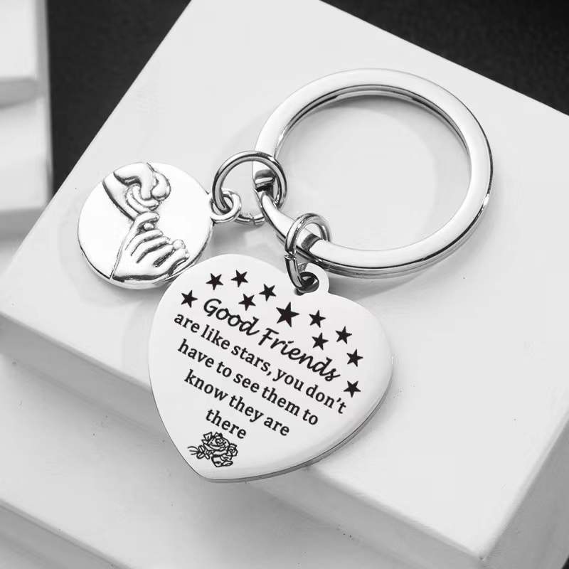 (2개) 좋은 친구와 자매 복숭아 심장 스테인레스 스틸 키 체인 선물을 보내 국경 간 뜨거운 판매 좋은 친구