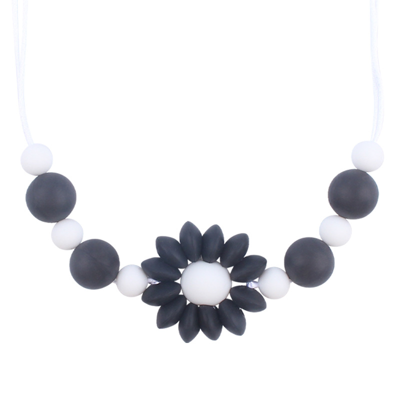 Bebé collar de flores de dibujos animados bebé creativo cuentas de silicona mordedura molar masticable COLLAR COLGANTE hecho a mano