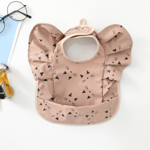 Denmark's new baby food bag angel wings bib PU waterproof bib for children to add complementary food waterproof saliva