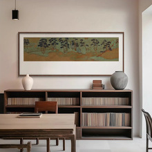 新中式客厅沙发背景墙山水装饰画禅意书房松树挂画酒店别墅壁画