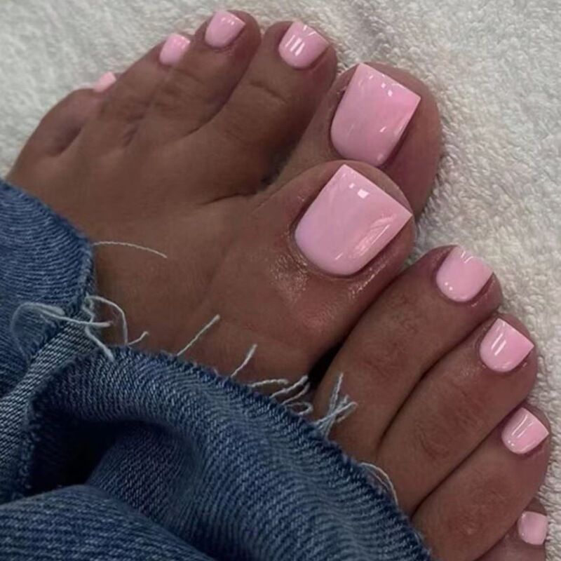 Sweet Cross-Border Bright Pink Full-Cover Toenail Nail Art Stickers, 24 Pieces, Solid Color Toenail Stickers, European and American Pink Toenails Sweet Cross-Border Bright Pink Full-Cover Toenail Nail Art Stickers, 24 Pieces, Solid Color Toenail Stickers, European and American Pink Toenails
