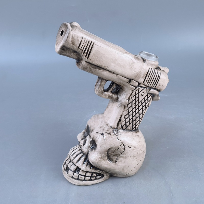 Personalidad transfronteriza estilo único retro calavera cerámica arma de hookah accesorios hookah adornos de escritorio