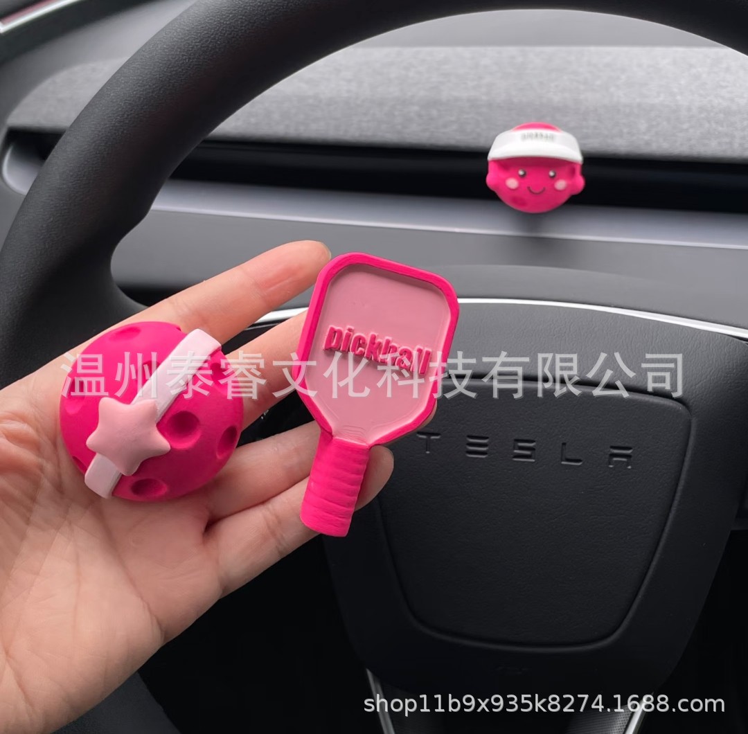 New creative car air freshener pickleball pendant car air vent decoration for girls, new car accessory
