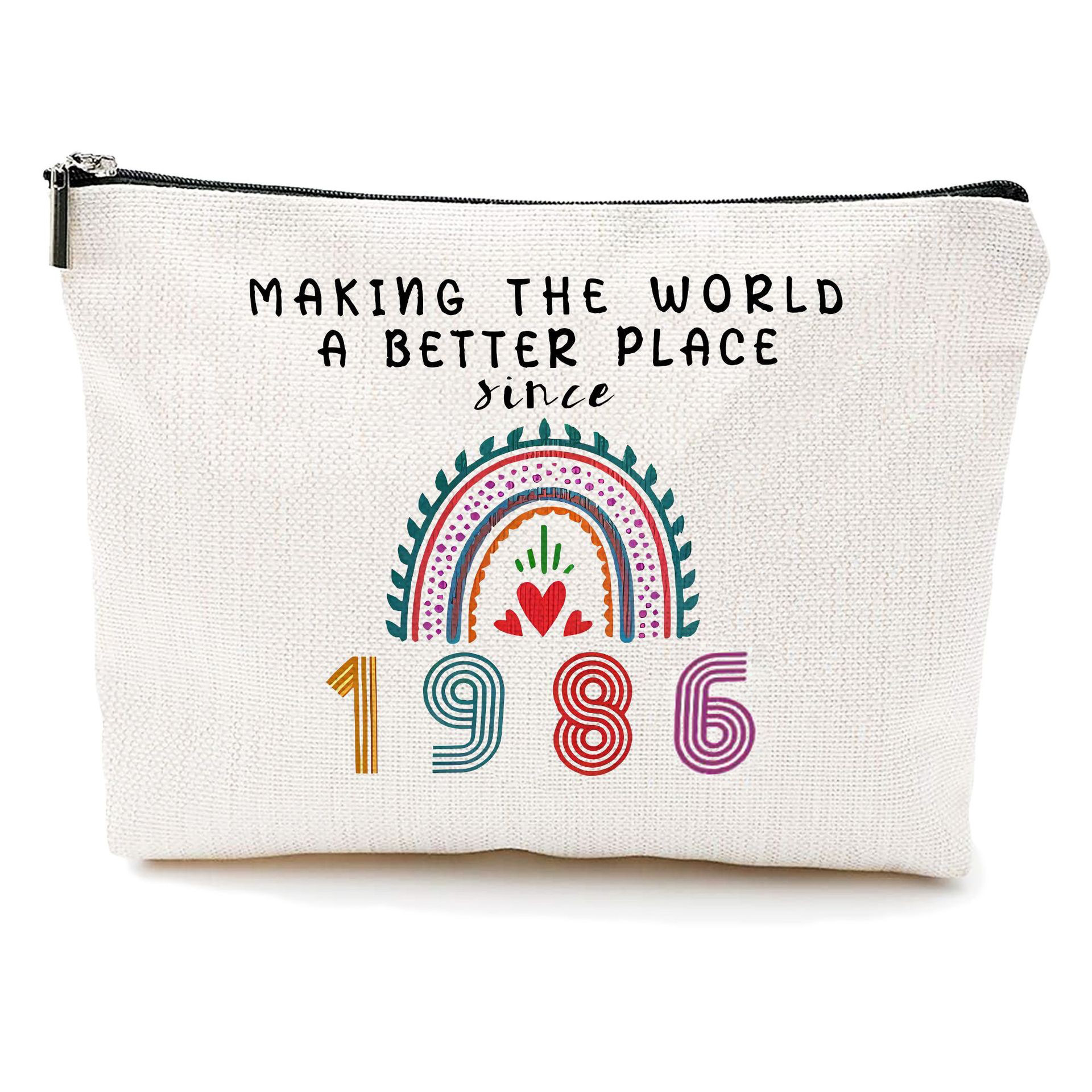 Transfronterizo Amazon explosivo cumpleaños impresión doble cara bolsa de maquillaje bolsa de almacenamiento bolsa de cremallera multifuncional para mujeres