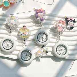 护士表女款防水别针款挂表简约硅胶怀表学生电池考试医护胸怀表