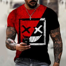 速賣通爆款嘻哈表情笑臉的3d男士T恤夏季短袖上衣打印工廠直銷