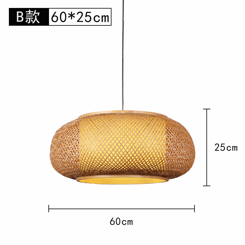 Lámpara de araña tejida de bambú Restaurante chino Lámpara de salón de té de linterna de bambú Restaurante japonés Sombrero de paja Lámpara de araña tejida de ratán B & B