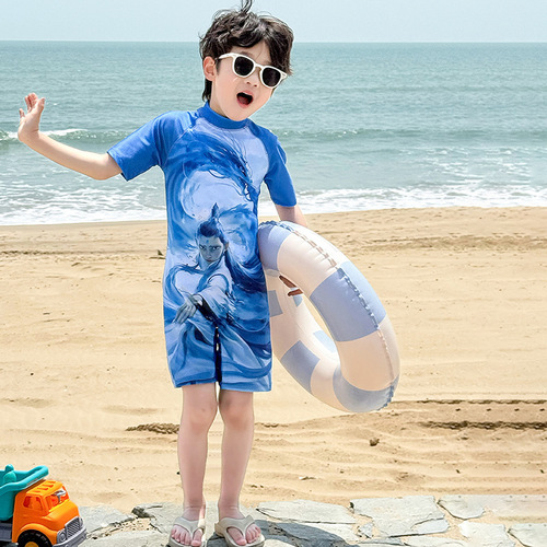 Children's Anime Nara Own Waterproof One-piece Swimsuit for Boys and Girls, New Quick-drying Short-sleeve Swimwear for Kids