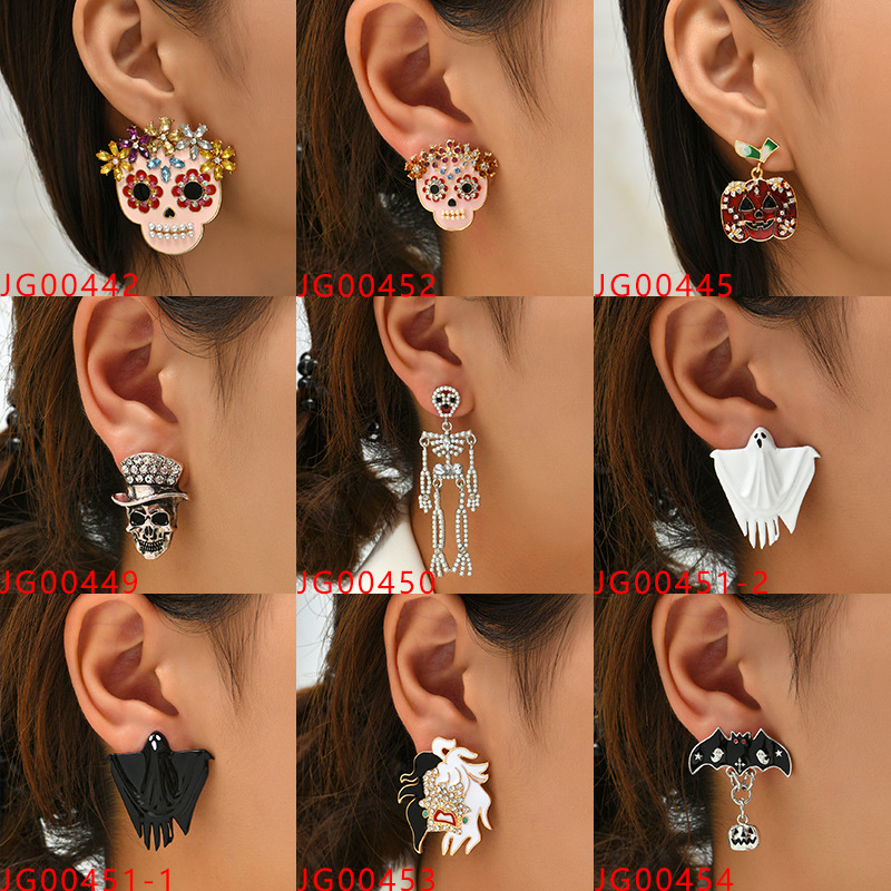 Fashion Skull Alloy Plating Rhinestones Womenu0027S Ear Studs 1 Pair